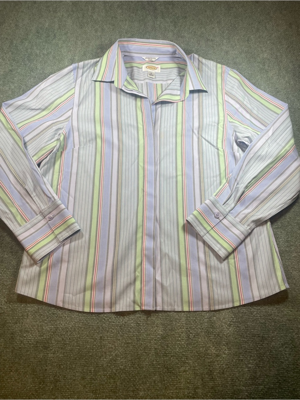 Talbots V Neck Striped Button Down Top 16